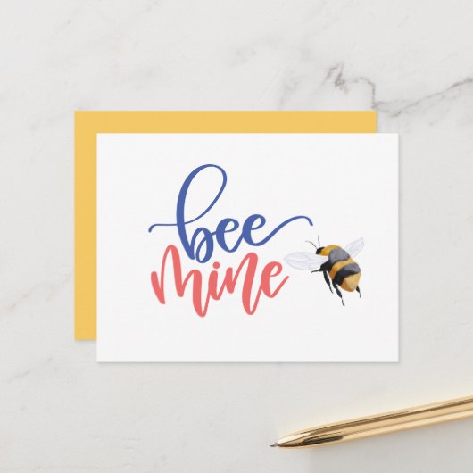 Honey Bee Mine Funny Valentine's Day Card Postkarte (Vorderseite/Rückseite Beispiel)