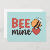 Honey Bee Mine Niedlich Pun Funny Valentine's Day Postkarte (Vorne/Hinten)