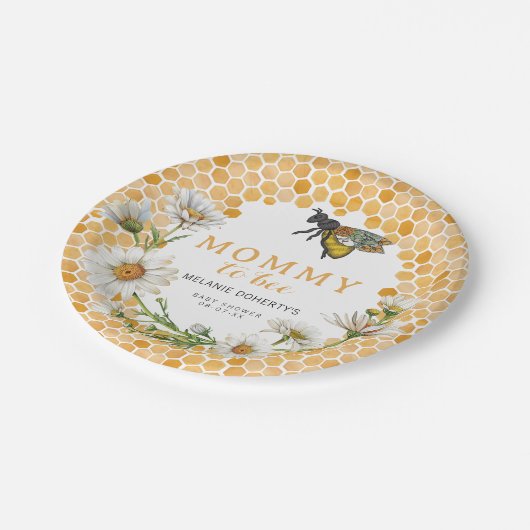 Honey Bee Mommy to Bee Baby Shower Tellers | Pappteller (Schrägansicht)