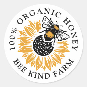 Honey Bee Niedlich Sunflower Bio Honey Jar Label Runder Aufkleber