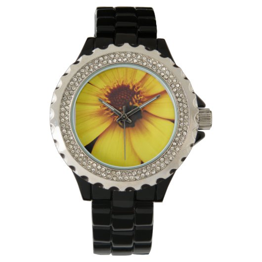 Honey bee ON A Yellow bloom Watch Watch Armbanduhr (Vorderseite)