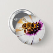 Honey Bee on African Daisy Acrylic Art Button (Vorne & Hinten)