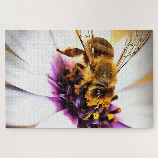 Honey Bee on African Daisy Acrylic Art Puzzle (Horizontal)