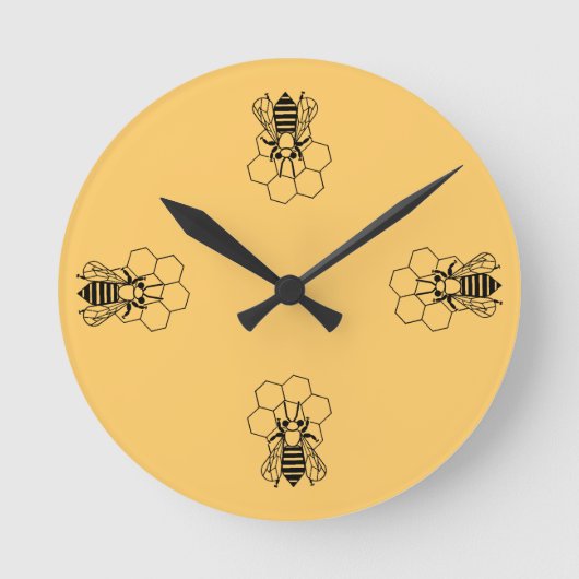 Honey Bee on comb Runde Wanduhr (Vorderseite)
