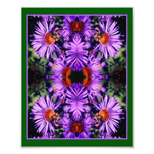 Honey Bee On Lila Aster Blume Abstrakt Fotodruck (Vorne)