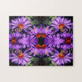 Honey Bee On Lila Aster Blume Abstrakt Puzzle (Horizontal)