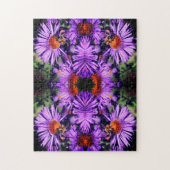 Honey Bee On Lila Aster Blume Abstrakt Puzzle (Vertikal)
