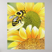 Honey Bee On Sunflower Cute Naive Art Poster (Vorne)