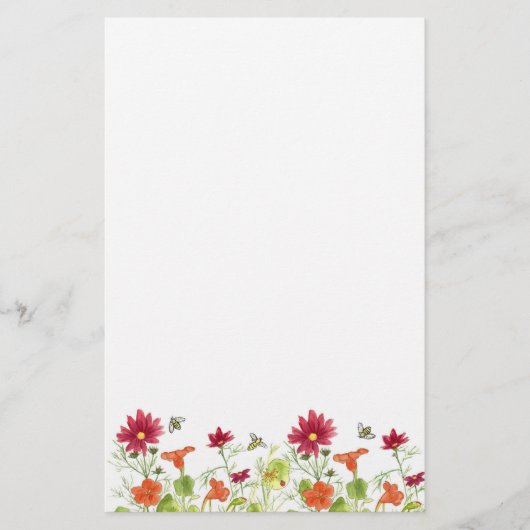 Honey Bee Orange Nasturtium Rote Blume Briefpapier (Vorderseite)