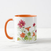 Honey Bee Orange Nasturtiums bemalt Daisy Blume Tasse (Links)