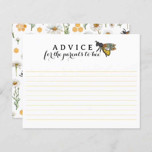 Honey Bee Parters to Bee Baby Shower Advice Card | (Vorne/Hinten)