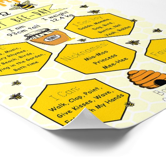 Honey Bee Party Meilenstein 1. Bee-Day Poster (Ecke)