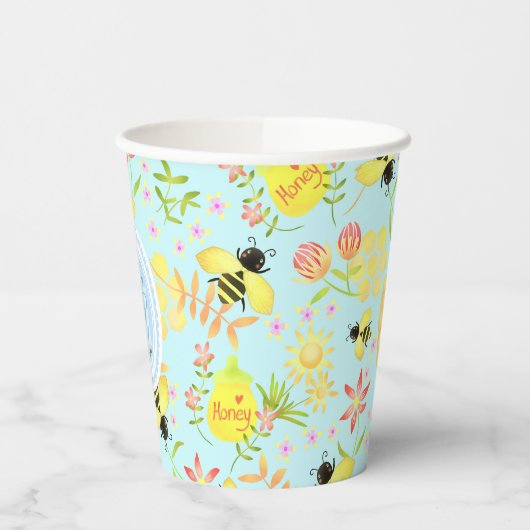 Honey Bee Pastel Blue Pappbecher (Links)