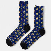 Honey Bee Pattern - Navy Blue & Taupe Klasse Retro Socken (Linkes Detail)
