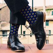 Honey Bee Pattern - Navy Blue & Taupe Klasse Retro Socken