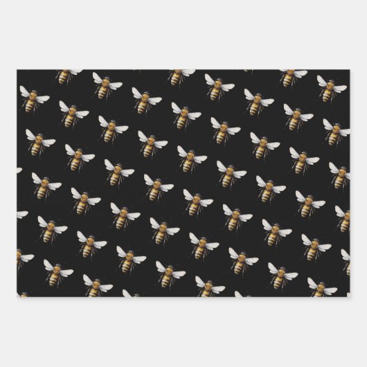 Honey Bee Pattern Yellow Black Geschenkpapier Set (Vorderseite 3)
