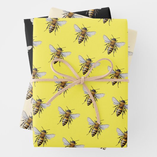 Honey Bee Pattern Yellow Black Geschenkpapier Set (Beispiel)