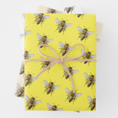 Honey Bee Pattern Yellow White Beige Geschenkpapier Set (Beispiel)