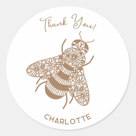 Honey Bee Personalisiert Danke Runder Aufkleber (Vorderseite)