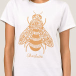Honey Bee Personalisiert T-Shirt<br><div class="desc">Eine goldene Blütenhonigbiene für diejenigen, die Natur und Bestäuber Liebe. Originelle Kunst von Nic Squirrell. Ändern Sie den Namen oder den Text, um ihn zu personalisieren.</div>
