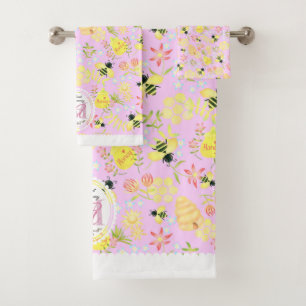Honey Bee Pink Badhandtuch Set