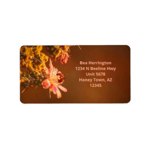 Honey Bee Pink Cholla Cactus Blume Arizona Adressaufkleber