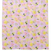 Honey Bee Pink Duschvorhang (Vorderseite)