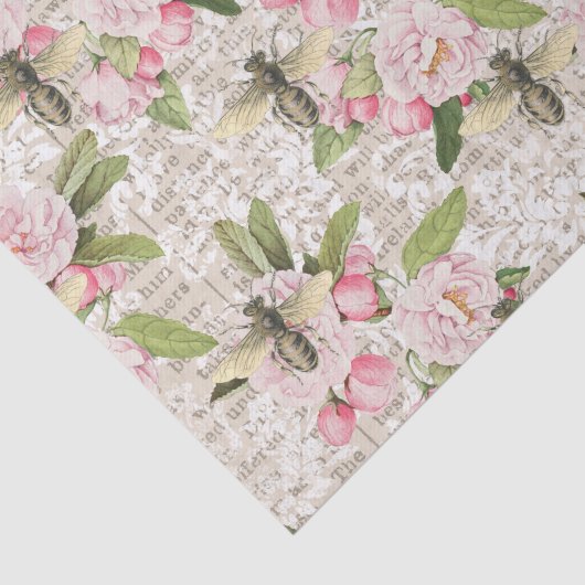 Honey Bee Pink Floral Seidenpapier (Ausschnitt)