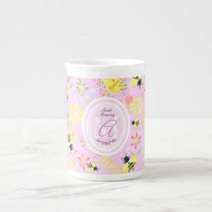 Honey Bee Pink Porzellantasse