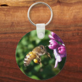 Honey Bee Pollinating Lila Lilacs Schlüsselanhänger (Vorderseite)