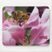 Honey Bee Pollinating Pink Crabapple Tree Blossom Mousepad (Vorne)