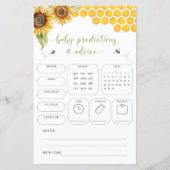 Honey Bee Predictions & Advice Baby Shower Game (Vorderseite)