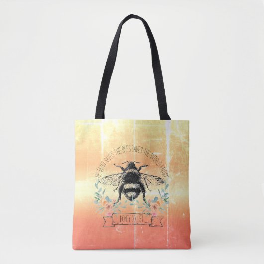 Honey Bee Quote Illustriert Graphic Tasche (Vorderseite)