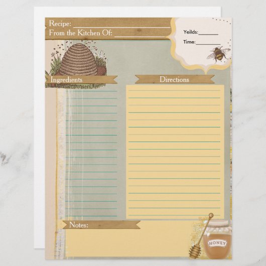 Honey Bee Recipe Card Beilage (Vorne/Hinten)