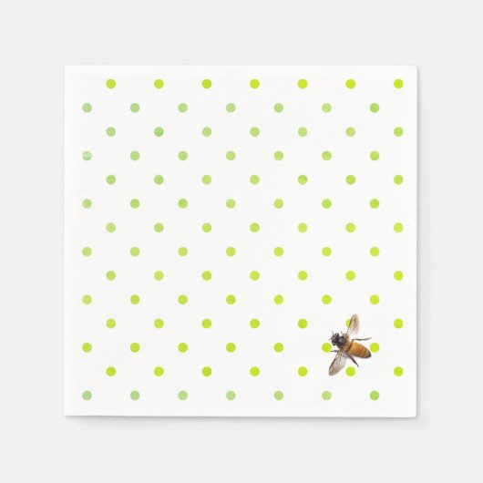 Honey Bee | Retro-grünes Polka-Dot-Muster Serviette (Vorderseite)