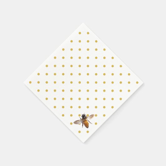 Honey Bee | Retrogold und weißes Polka-Dot-Muster Serviette (Ecke)