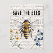 Honey Bee Rettete die Bienen-Script-Blume Postkarte (Vorderseite)