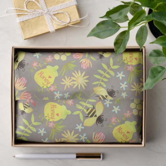 Honey Bee Sage Green Seidenpapier (Geschenk)