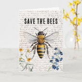 Honey Bee Save the Bees Script Flowers Karte (Gelbe Blume)