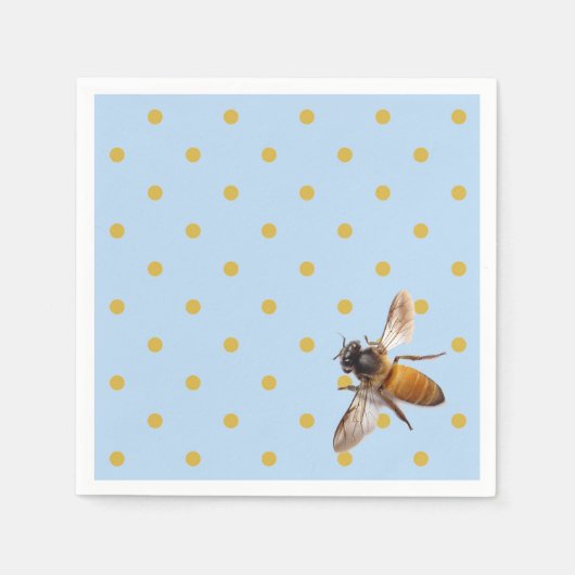 Honey Bee | Schwarz-Gold-Polka-Dot-Muster Serviette (Vorderseite)