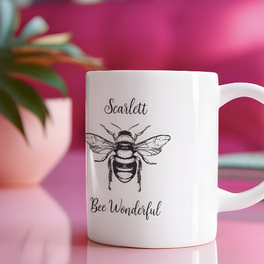 Honey Bee Schwarz-weiß Personalize Coffee Tasse