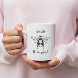 Honey Bee Schwarz-weiß Personalize Coffee Tasse