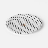 Honey Bee | Schwarz-weißes Polka-Dot-Muster Pappteller (Schrägansicht)