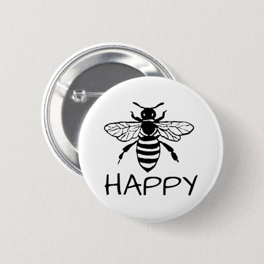 Honey Bee/ Sei glücklich Button (Vorne & Hinten)