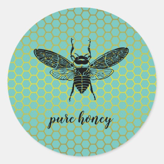 Honey Bee Seller Apiarist Gold Vintag Runder Aufkleber (Vorderseite)