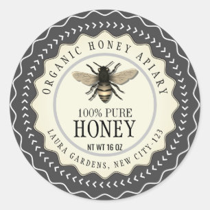 Honey Bee Seller Apiarist Vintag Black Classic Runder Aufkleber