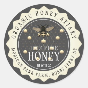 Honey Bee Seller Apiarist Vintag Black Classic Runder Aufkleber