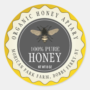 Honey Bee Seller Apiarist Vintag Black Classic Runder Aufkleber