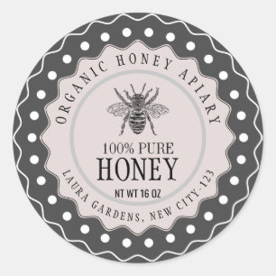 Honey Bee Seller Apiarist Vintag Pink Lila Runder Aufkleber