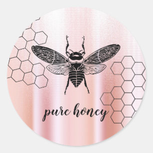 Honey Bee Seller Apiarist Vintage Rose Gold Runder Aufkleber